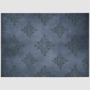 Papel De Seda Serie de Damasco Azul Gótico Diseño 8