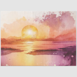 Papel De Seda Serie de diseño 3 de puesta de sol en acuarela