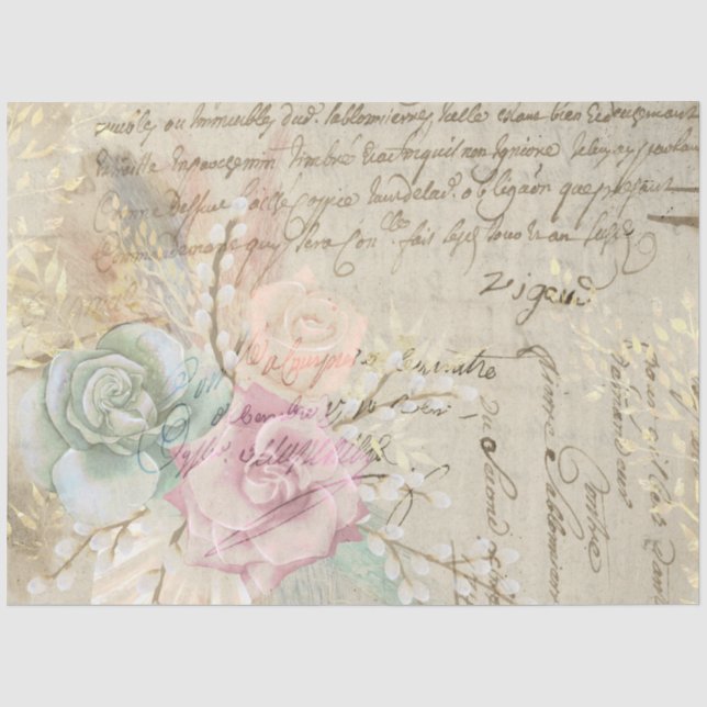 Papel De Seda Serie de diseño de efímera floral boho #4 (Anverso)