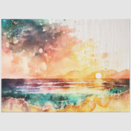 Papel De Seda Serie de diseño de puesta de sol en acuarela 12