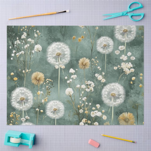 Papel De Seda Serie de Diseño Diente de León #1 (Artesanía)