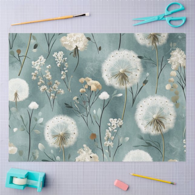 Papel De Seda Serie de Diseño Diente de León #6 (Artesanía)