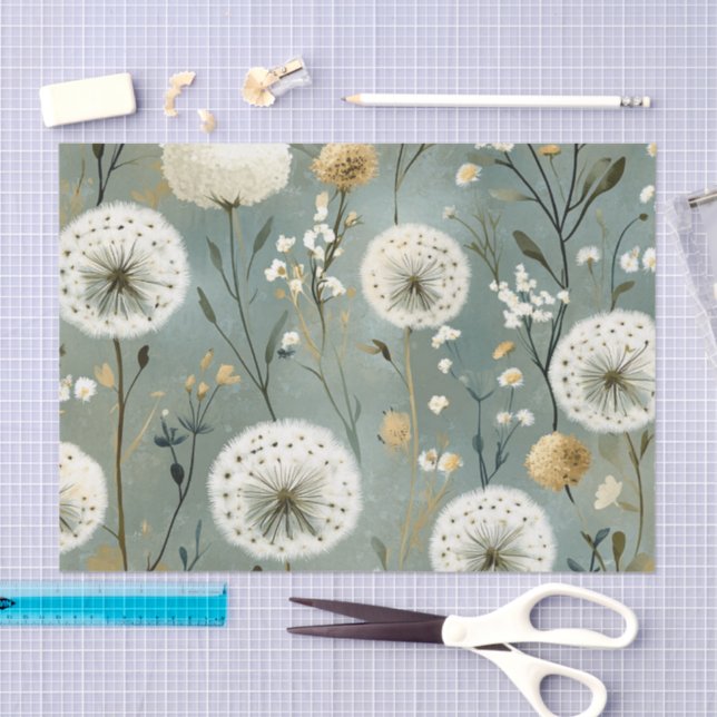 Papel De Seda Serie de Diseño Diente de León #8 (Artesanía)