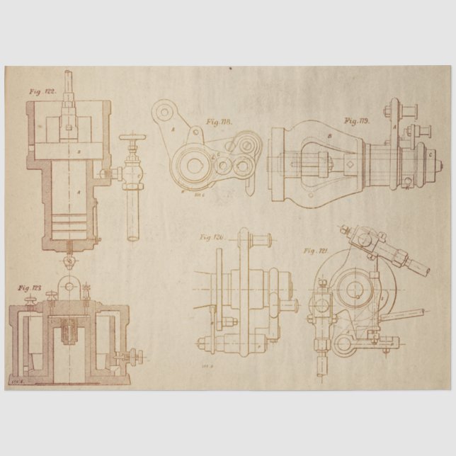 Papel De Seda Serie de diseño mecánico steampunk #2 (Anverso)