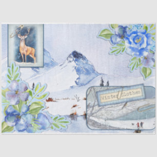 Papel De Seda Serie de Efímeras del Bosque Invernal Diseño 6