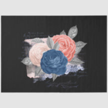 Serie de efímeras florales rosa y azul marino Dise