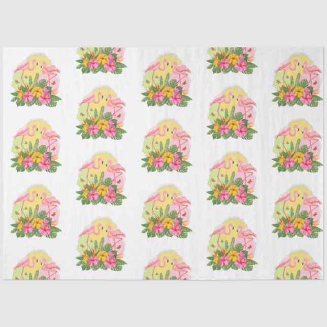 Papel De Seda Serie de Flamingo Tropical Diseño 12 (Anverso)