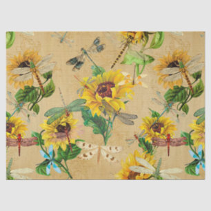 Papel De Seda Serie de girasoles y libélulas Diseño 2