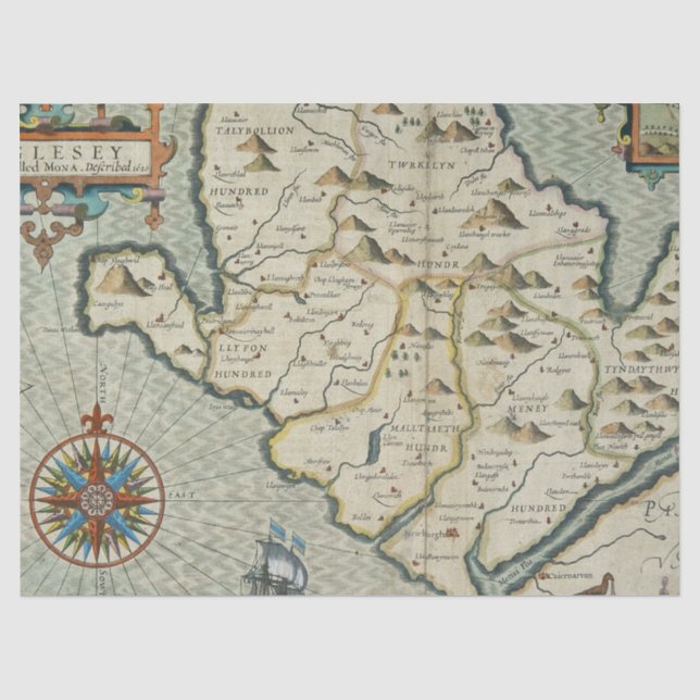 Papel De Seda Serie de Mapas Antiguos 1 Diseño 16 (Anverso)