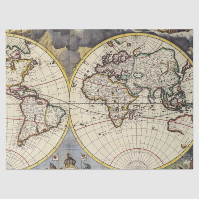 Papel De Seda Serie de Mapas Antiguos 1 Diseño 5 (Anverso)