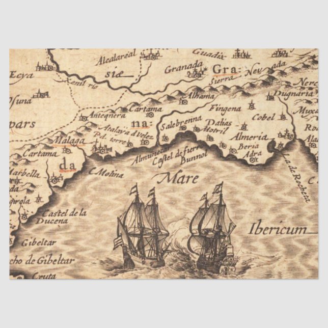 Papel De Seda Serie de Mapas Antiguos 1 Diseño 7 (Anverso)