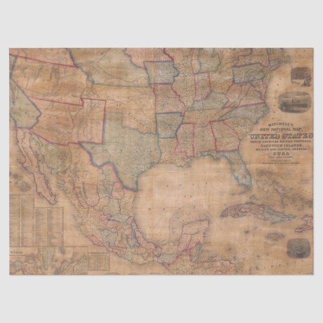 Papel De Seda Serie de Mapas Antiguos 1 Diseño 8 (Anverso)