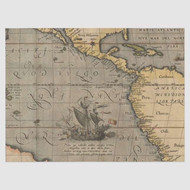 Papel De Seda Serie de mapas antiguos diseño 14 (Anverso)