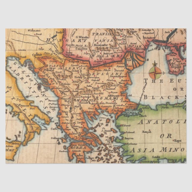 Papel De Seda Serie de mapas antiguos diseño 6 (Anverso)
