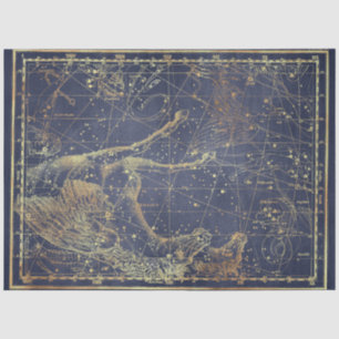 Papel De Seda Serie de mapas de estrellas doradas Diseño 13