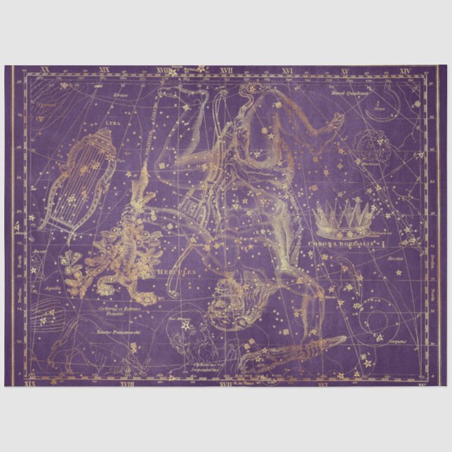 Papel De Seda Serie de mapas de estrellas doradas Diseño 9 (Anverso)