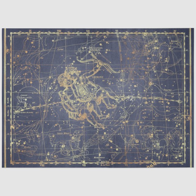 Papel De Seda Serie de Mapas Gold Star Diseño 16 (Anverso)