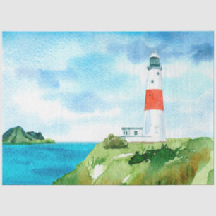 Papel De Seda Serie de paisajes marinos en acuarela Diseño 8