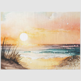 Papel De Seda Serie de puesta de sol en acuarela Diseño 11