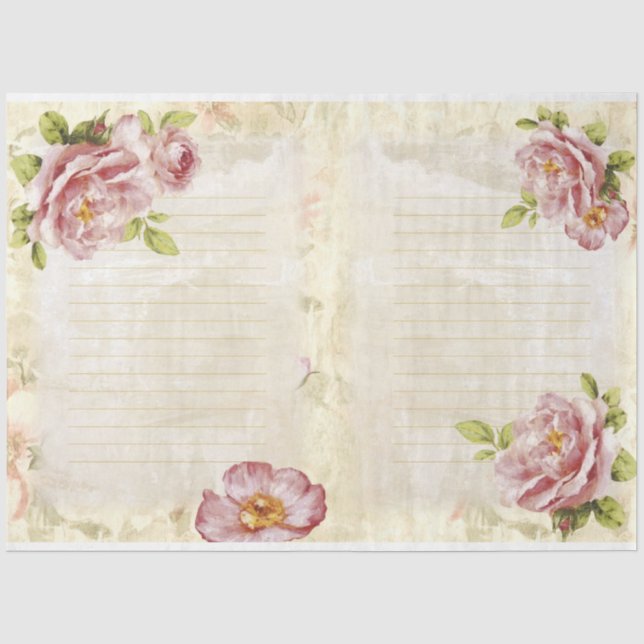 Papel De Seda Serie de Rosas Románticas Diseño 7 (Anverso)