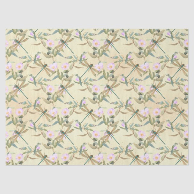 Papel De Seda Serie Libélulas Vintage Diseño 8 (Anverso)