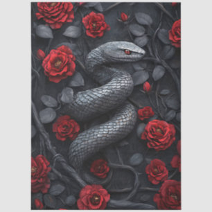 Papel De Seda Serpiente gótica y rosas decoupage