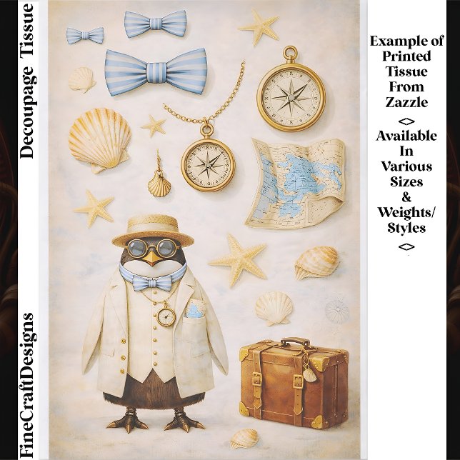 Papel De Seda Set de Elementos Mini Penguin Costero FG6 Decoupag (Subido por el creador)