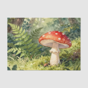 Papel De Seda Seta Amanita Roja Acuarela Escena del Bosque