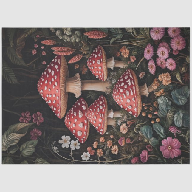 Papel De Seda Setas rojas en un bosque de fantasía (Anverso)