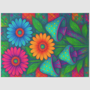 Papel De Seda Setas y Daisies Psicodélicos