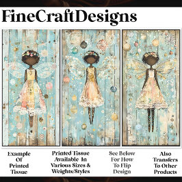 Papel De Seda Shabby Chic Ángeles Afroamericanos AM2 Decoupage