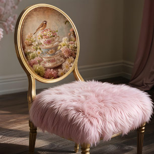 Papel De Seda Shabby Chic Bird Teacups Decolour Tejido