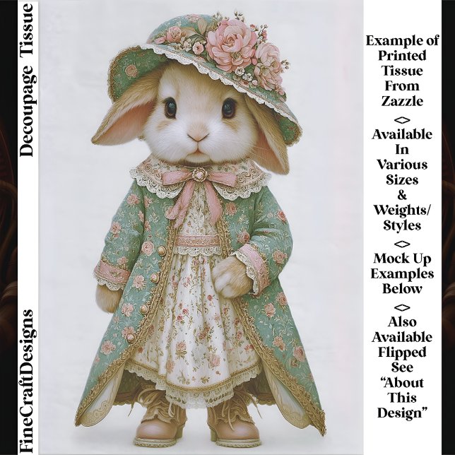 Papel De Seda Shabby Chic Bunny in Floral Dress EV6R Decoupage (Subido por el creador)