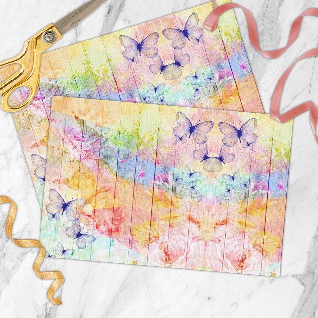 Papel De Seda Shabby Chic Butterflies y Rosas en madera rusa (Subido por el creador)