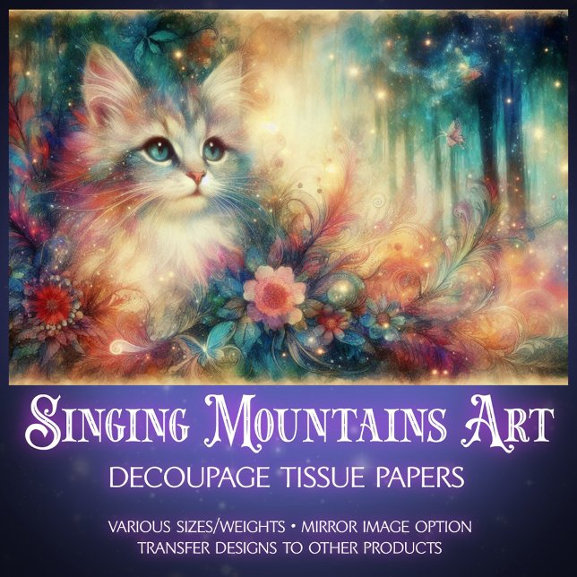 Papel De Seda Shabby Chic Cat Among Wildflowers Decoupage  (Subido por el creador)