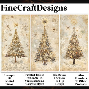 Papel De Seda Shabby Chic Christmas Trees Cream AM1 Decoupage