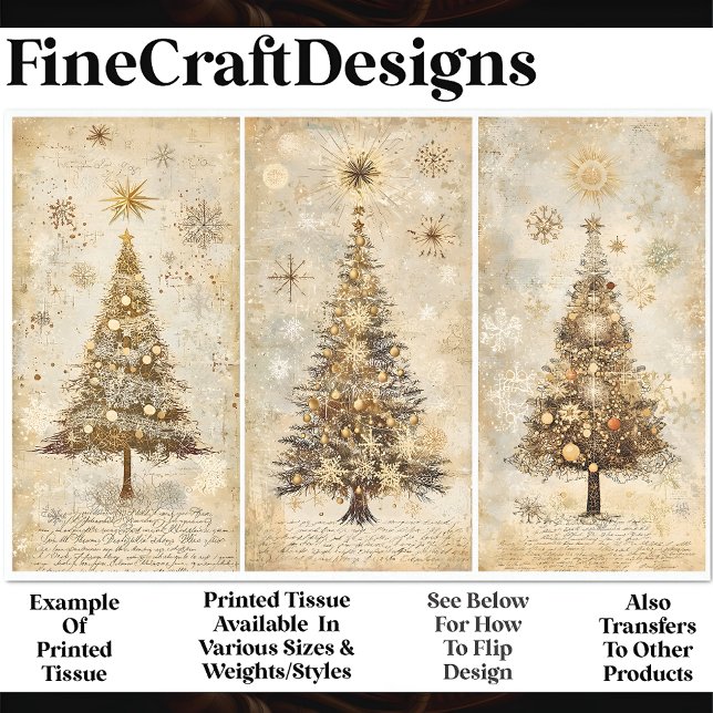 Papel De Seda Shabby Chic Christmas Trees Cream AM1 Decoupage (Subido por el creador)