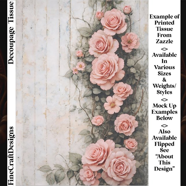 Papel De Seda Shabby Chic Climbing Pink Roses FD8R Decoupage (Subido por el creador)