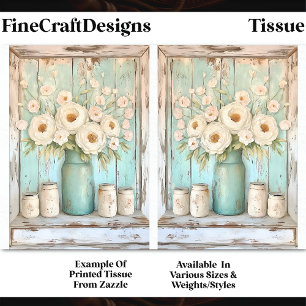 Papel De Seda Shabby Chic Cream Peonies, Aqua Jug DV5B Decoupage