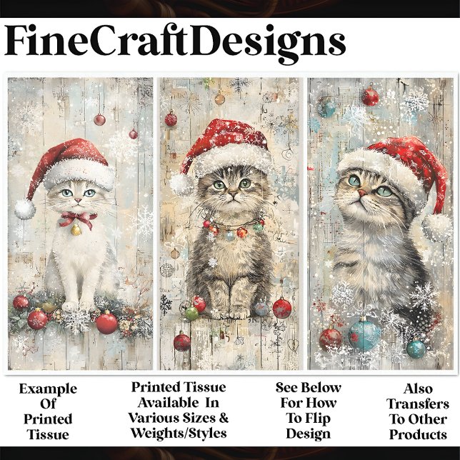 Papel De Seda Shabby Chic Cute Xmas Gatitos Gatitos AM5 Decoupag (Subido por el creador)
