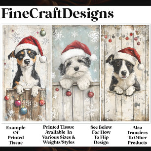 Papel De Seda Shabby Chic Cute Xmas Puppy Puppies AM6 Decoupage
