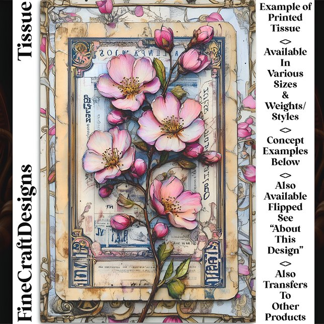 Papel De Seda Shabby Chic Flor de Cerezo DA2L Decoupage (Subido por el creador)