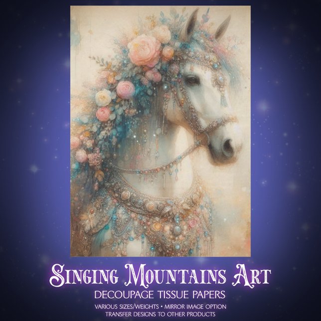 Papel De Seda Shabby Chic Floral Horse Craft Decoupage (Subido por el creador)