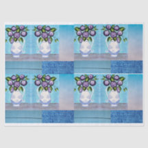 Shabby Chic Floral Vase Tissue Paper for DIY