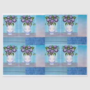 Papel De Seda Shabby Chic Floral Vase Tissue Paper for DIY