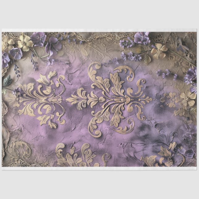 Papel De Seda Shabby Chic, Floral y Demask Medios mixtos digital (Anverso)