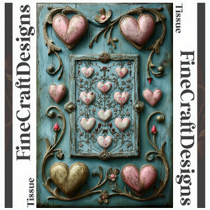 Papel De Seda Shabby Chic Hearts + Vines Decoupage Izquierda 158