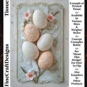 Papel De Seda Shabby Chic, Ivory Peach Easter Eggs CL8 Decoupage
