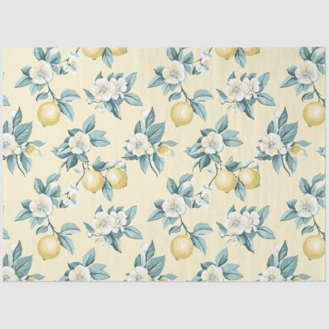 Papel De Seda Shabby Chic Lemon Floral Series Design #10 (Anverso)