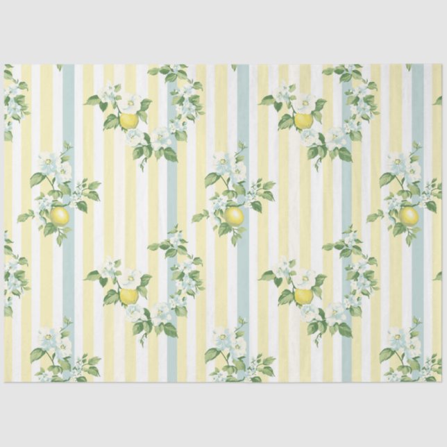 Papel De Seda Shabby Chic Lemon Floral Series Design #11 (Anverso)